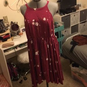 Dark magenta floral dress NWOT